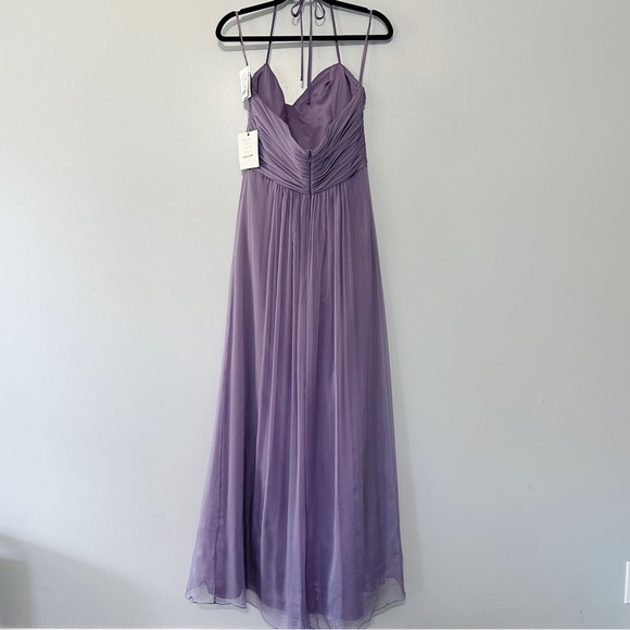 NWT Amsale Crinkle Silk‎ Chiffon Halter Dress Size 14 - Picture 8 of 8